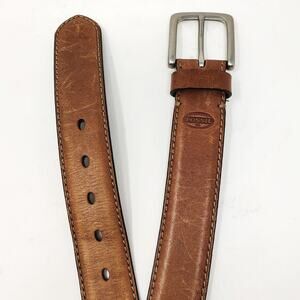 Fossil Mens Belt 44 Brown Leather Classic Plain Work Everyday